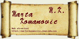 Marta Komanović vizit kartica